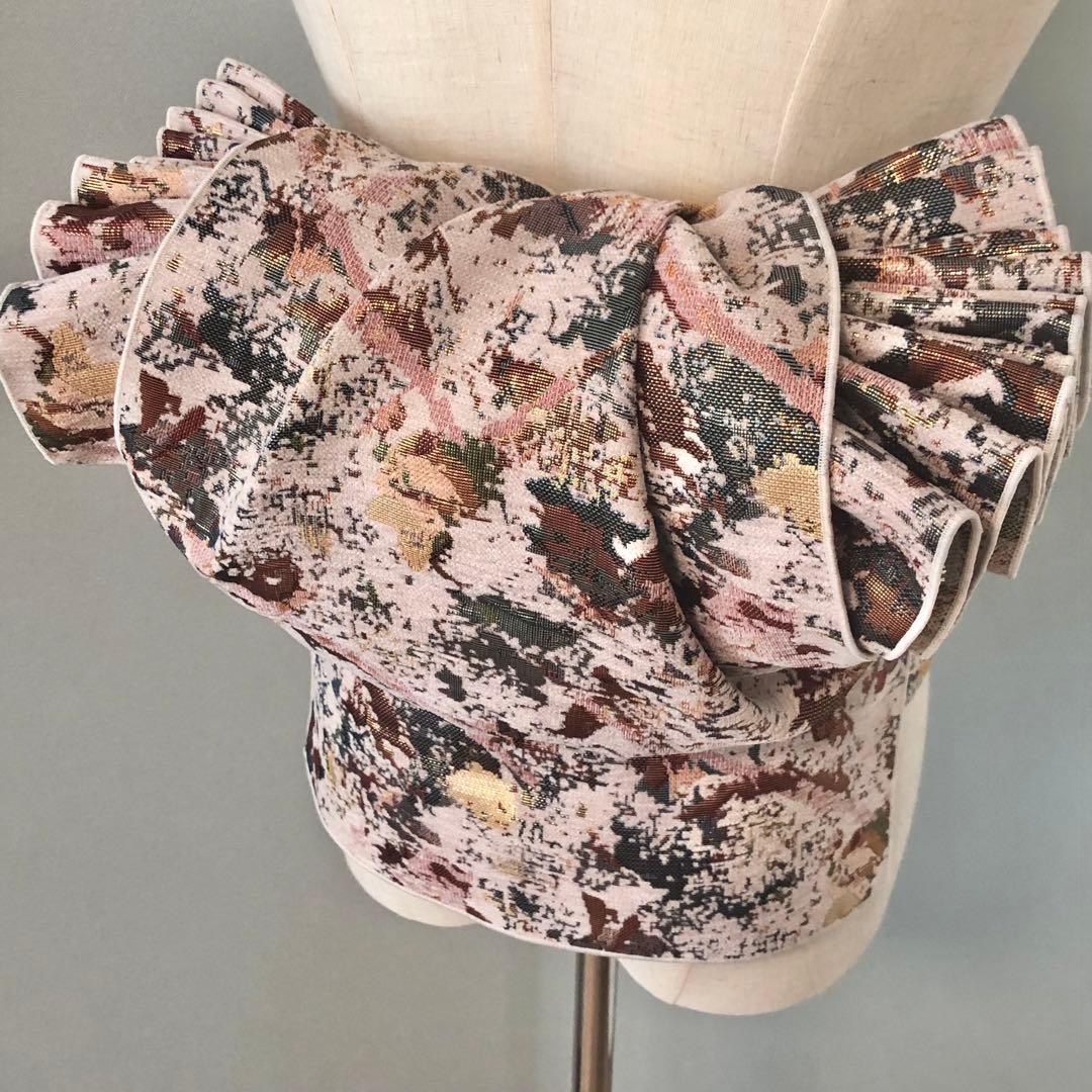 大人兵児帯　パレット　シェニールジャガードの長尺兵児帯　半幅帯