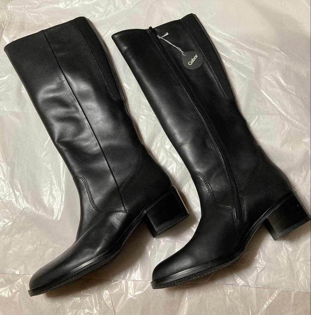 大特価❗️【新品】Gabor　ガボール　上質　レザーブーツ　黒ロングブーツ　靴
