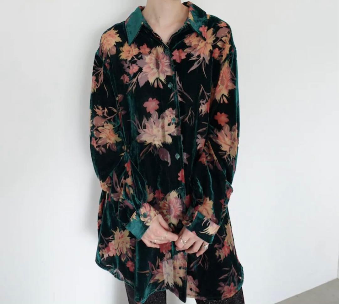 Sahara Velvet Over Shirt Green 美品