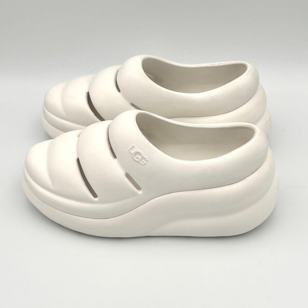 【新品級】UGG スポート イヤー クロッグ ホワイト 厚底 25cm