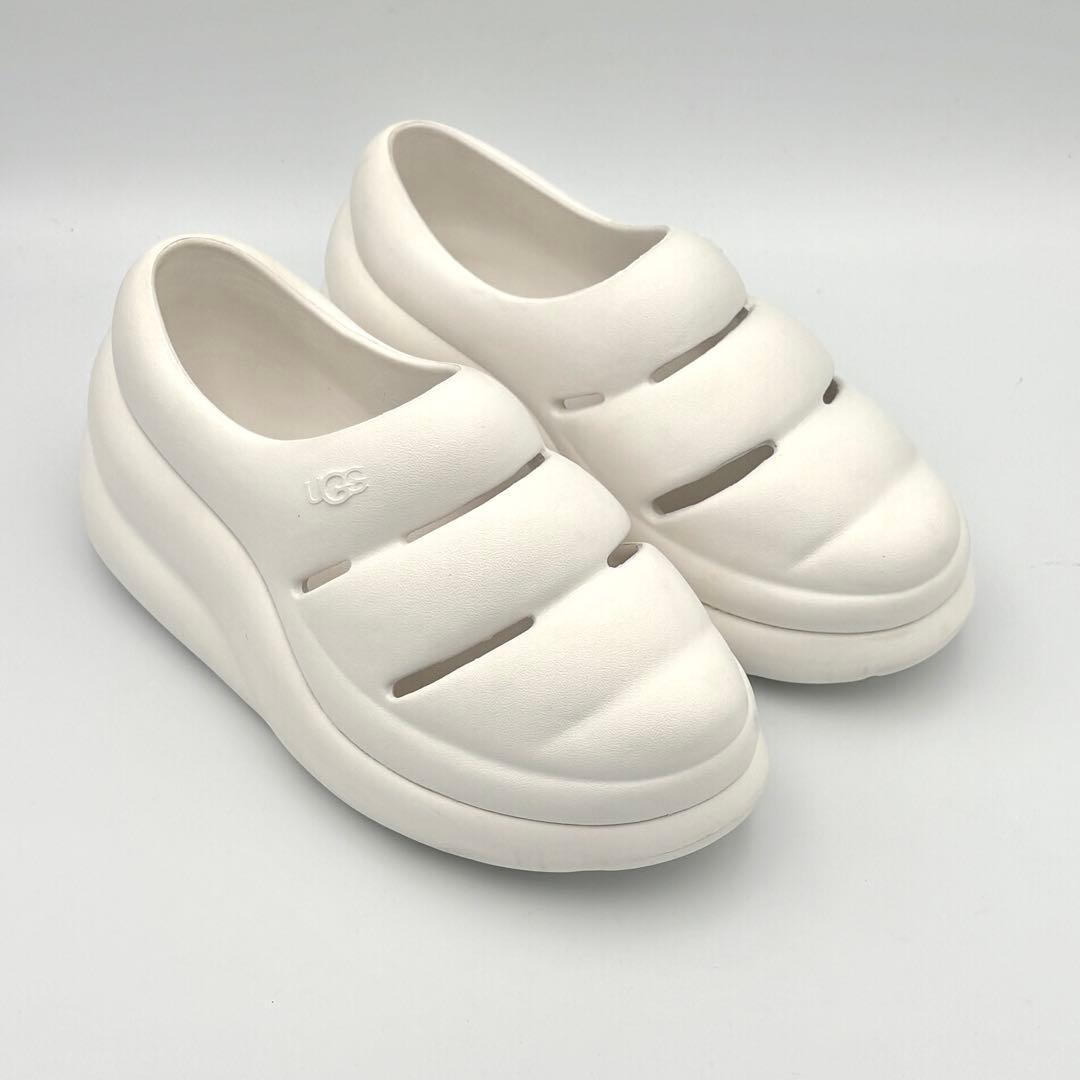 【新品級】UGG スポート イヤー クロッグ ホワイト 厚底 25cm