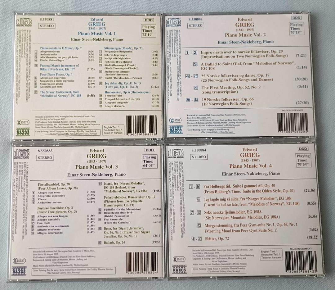 グリーグ：ピアノ独奏曲全集 アイナル=ステーン・ノックレベルグ 14枚組