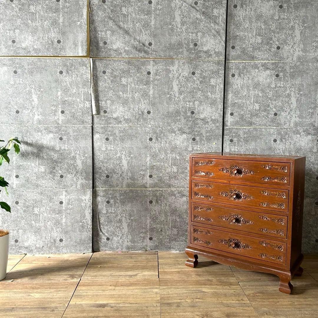 ꧁木彫り・彫刻家具꧂チェスト たんす タンス 箪笥 収納 洋服 衣服 衣類