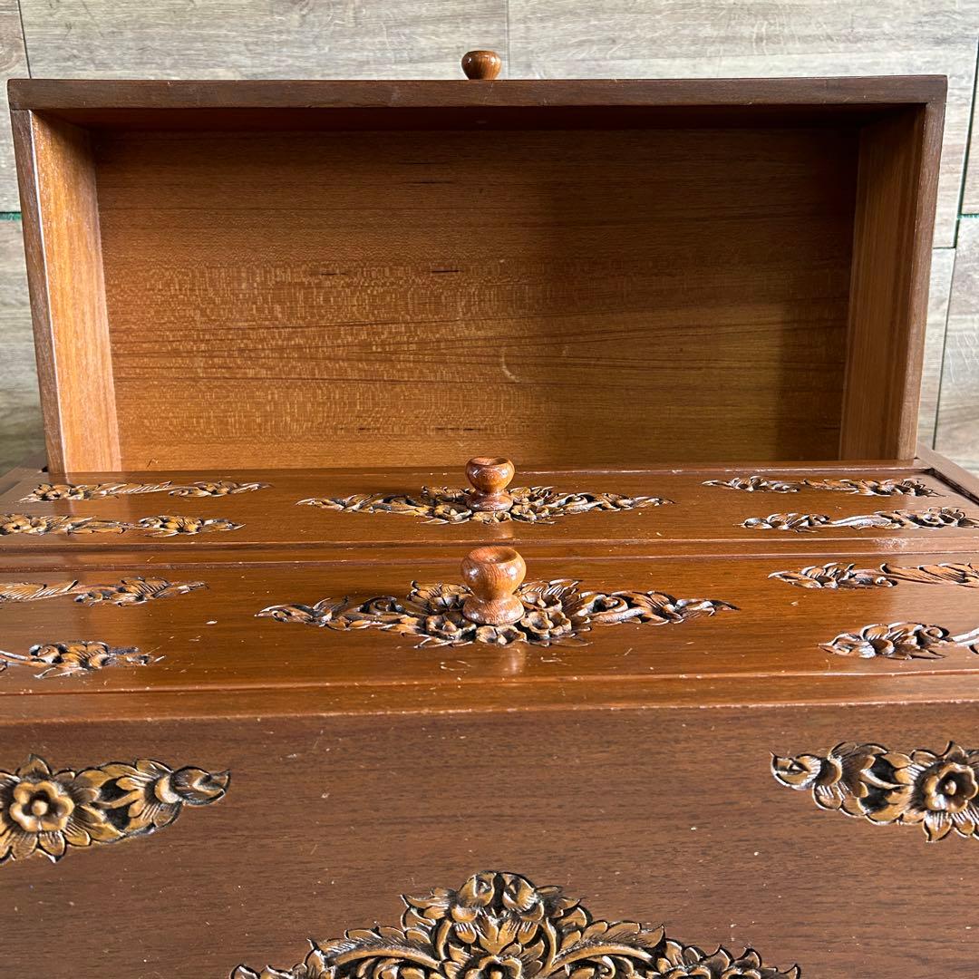 ꧁木彫り・彫刻家具꧂チェスト たんす タンス 箪笥 収納 洋服 衣服 衣類