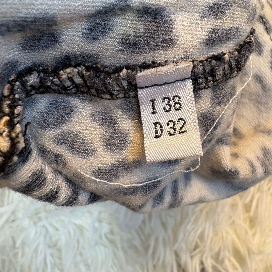 Blumarine ブルマリン カーディガン長袖 レオパード柄 レース ビジュー