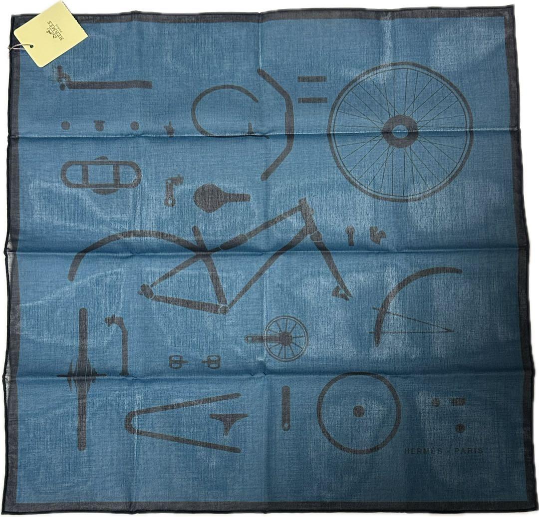 新品タグ付き HERMES 自転車デザイン ハンカチ 箱 ショッパー袋 リボン付