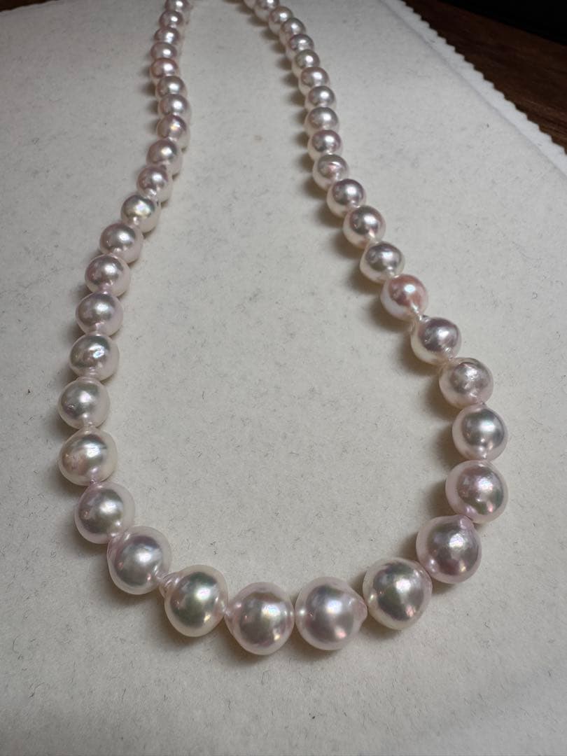 新品　てりツヤ花珠級干渉色抜群アコヤパールネックレス