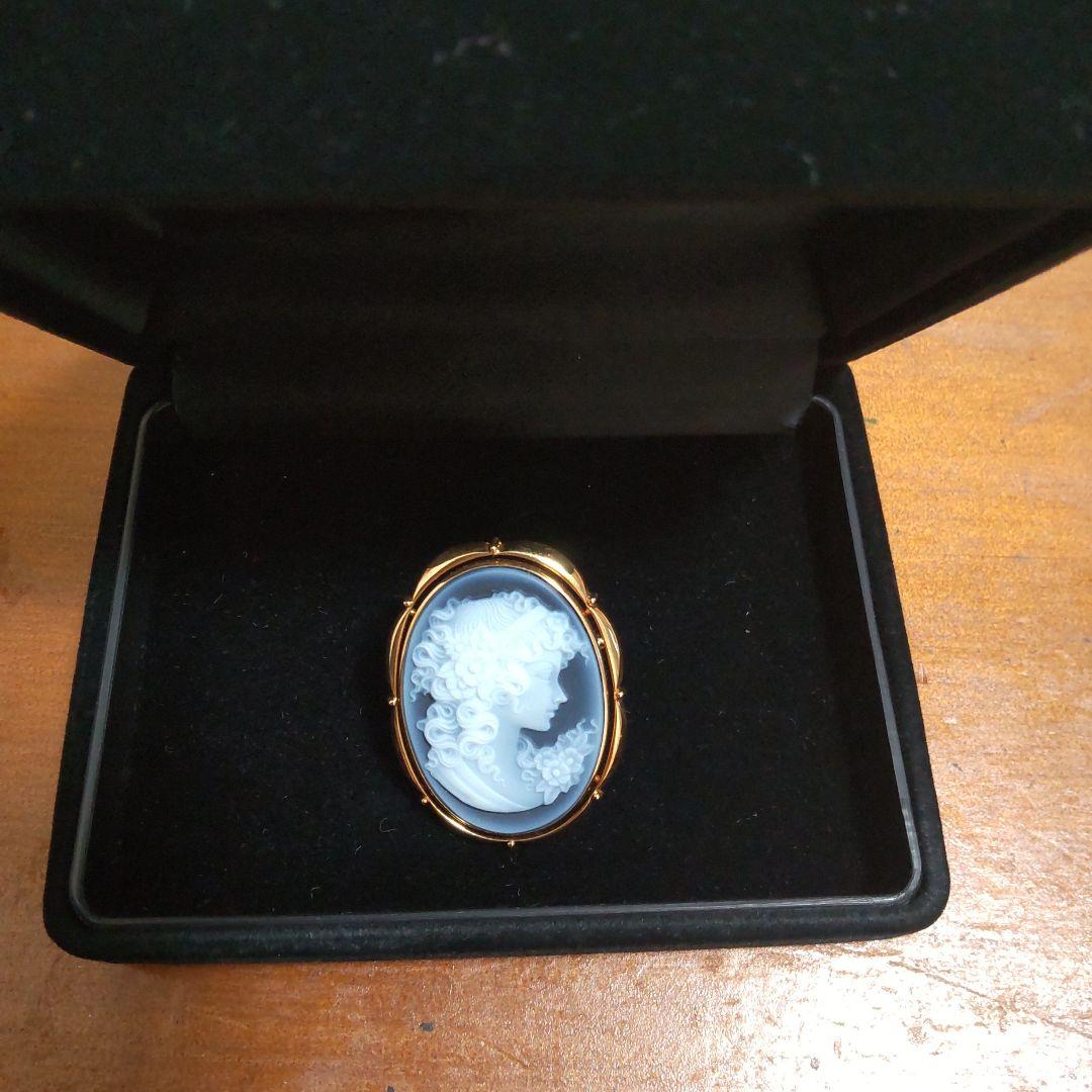カメオ　ブローチ　ペンダントトップ　K18