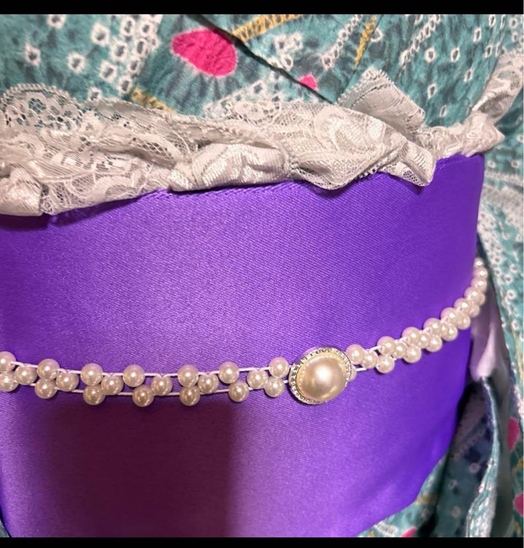 有松鳴海絞りフルセット7点　高級浴衣+帯2本+帯締め+帯揚げ+帯留め2つ