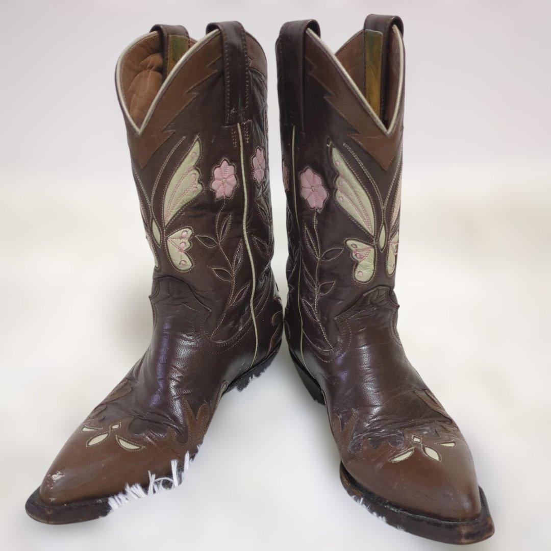 Montana バタフライ ウエスタンブーツ 本革 羊革 メキシコ製　US6