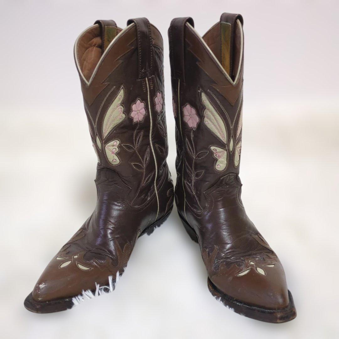 Montana バタフライ ウエスタンブーツ 本革 羊革 メキシコ製　US6