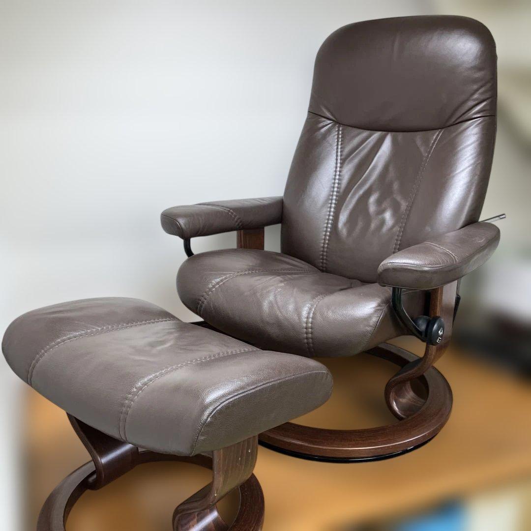 シエル様 本革ストレスレスチェア オットマン付 引取り