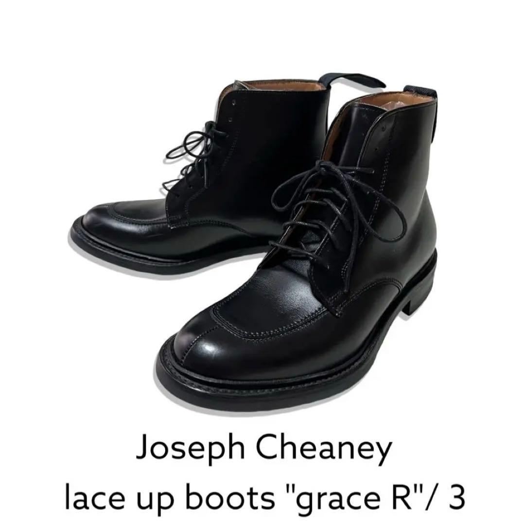 希少 未使用級 ジョセフチーニー Uチップ レースアップブーツ 3 本革 レザー