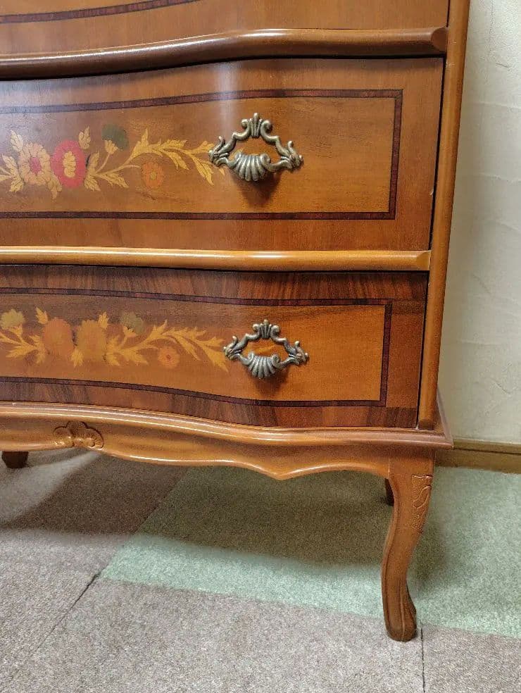 象嵌　チェスト　4段　猫脚