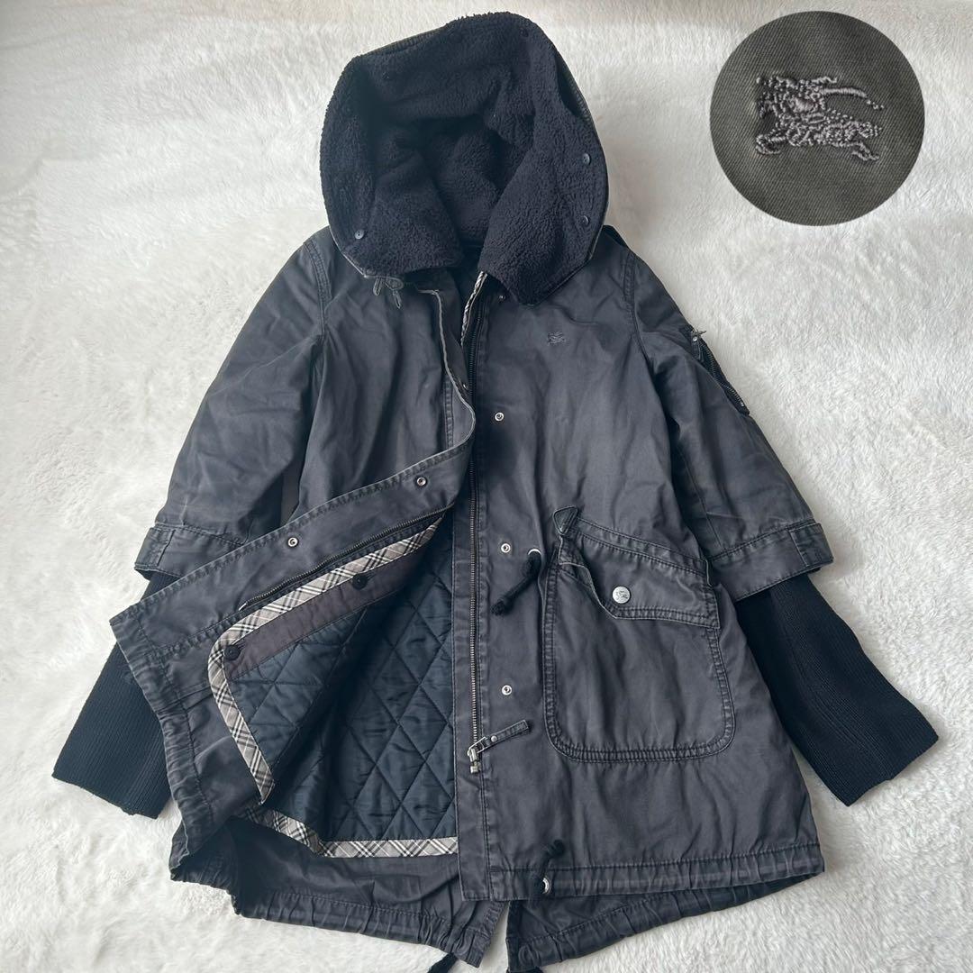 希少✨バーバリーブルーレーベル ミリタリー モッズコート ライナー ホースロゴ