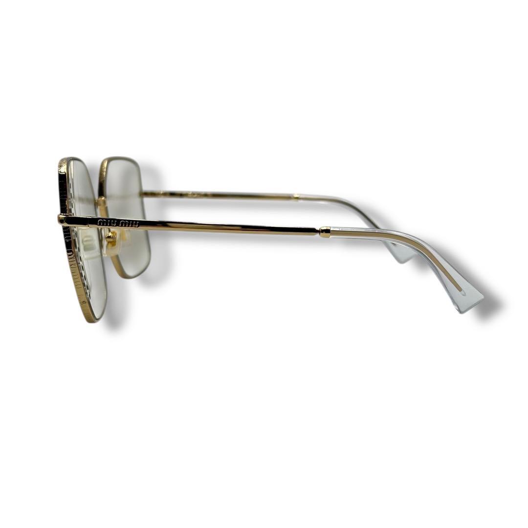 美品 MIUMIU ロゴ メタル サングラス メガネ 眼鏡 現行 スクエア ロゴ