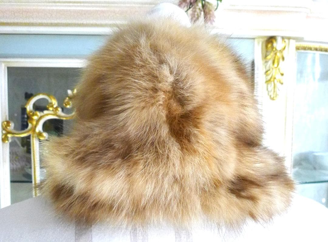 【RACHELdePARIS】ゴールデンセーブルレザーストリングス付スヌード美品