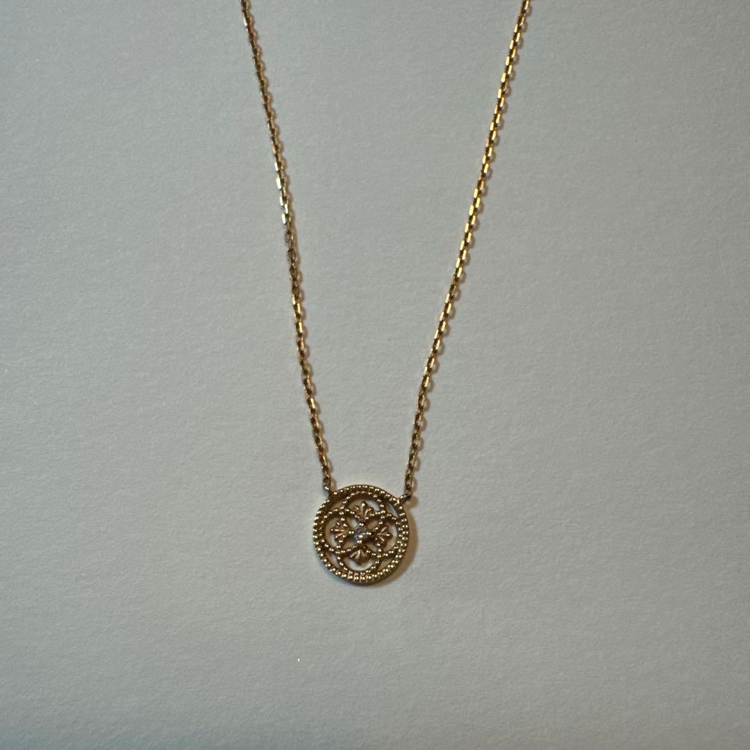 agete アガット K18K14ダイヤモンドネックレス0.01ct