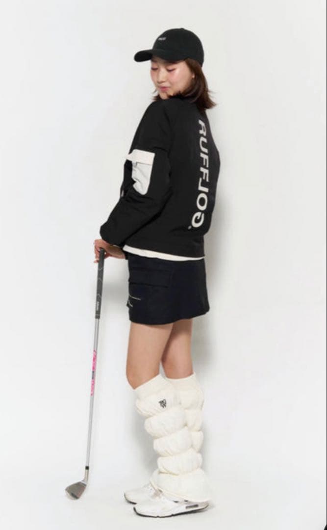 ラフログ　RUFFLOGノーカラージャケット ブラック　レディース　ゴルフウェア