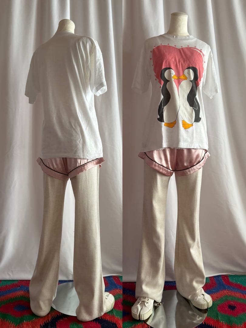 古着 vintage 90s ピンク リボン ホット サテン パンツ 美品