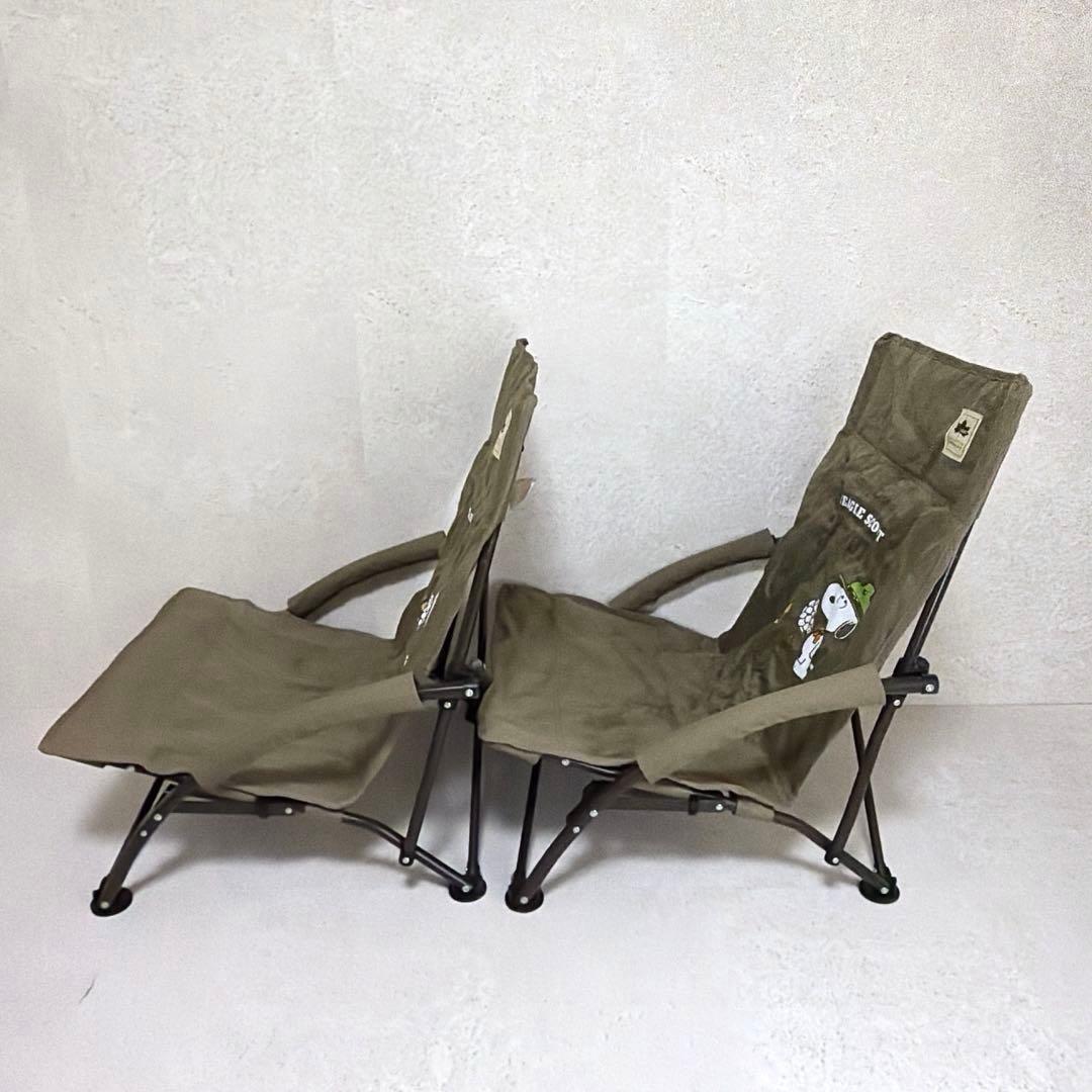 良品 LOGOS ロゴス あぐらチェア スヌーピーコラボ カーキ 2脚 廃盤
