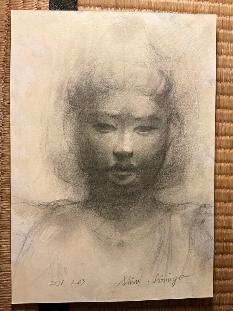 興福寺　乾漆像【阿修羅像】　鉛筆素描