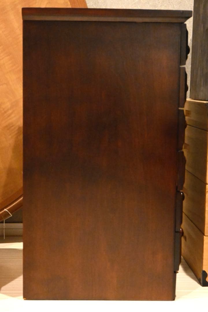 直接引取り可　民芸家具　ダークブラウン6段チェスト