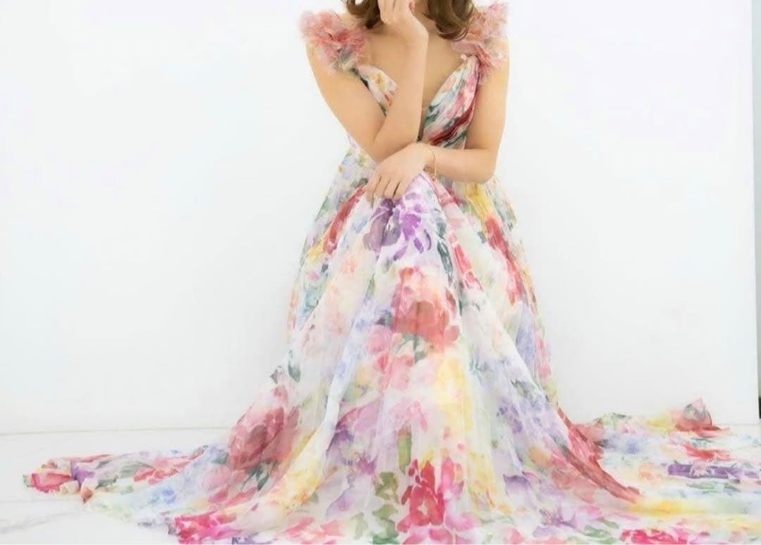みさみさ様Marchesa Notte 花柄オフショルダー ロングドレス2サイズ