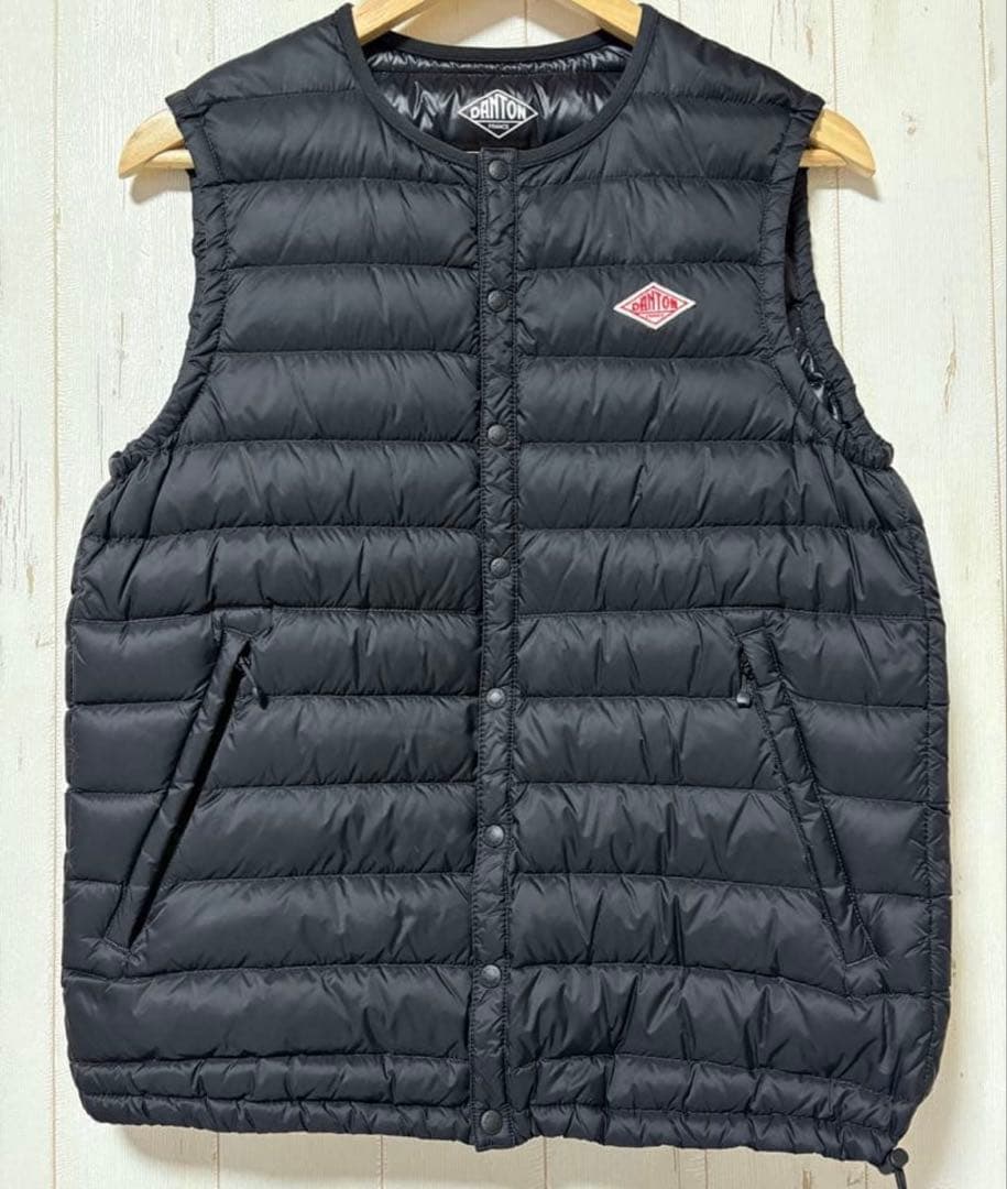DANTON ダウンベスト ブラック #36 ダウン フェザー