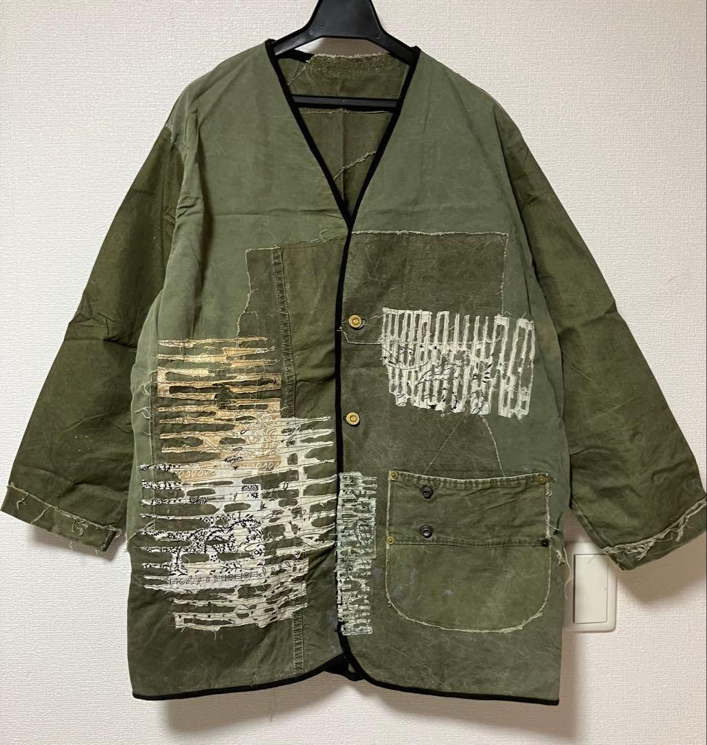 vintage テント生地 リメイク ミリタリー ジャケット 襤褸 古布