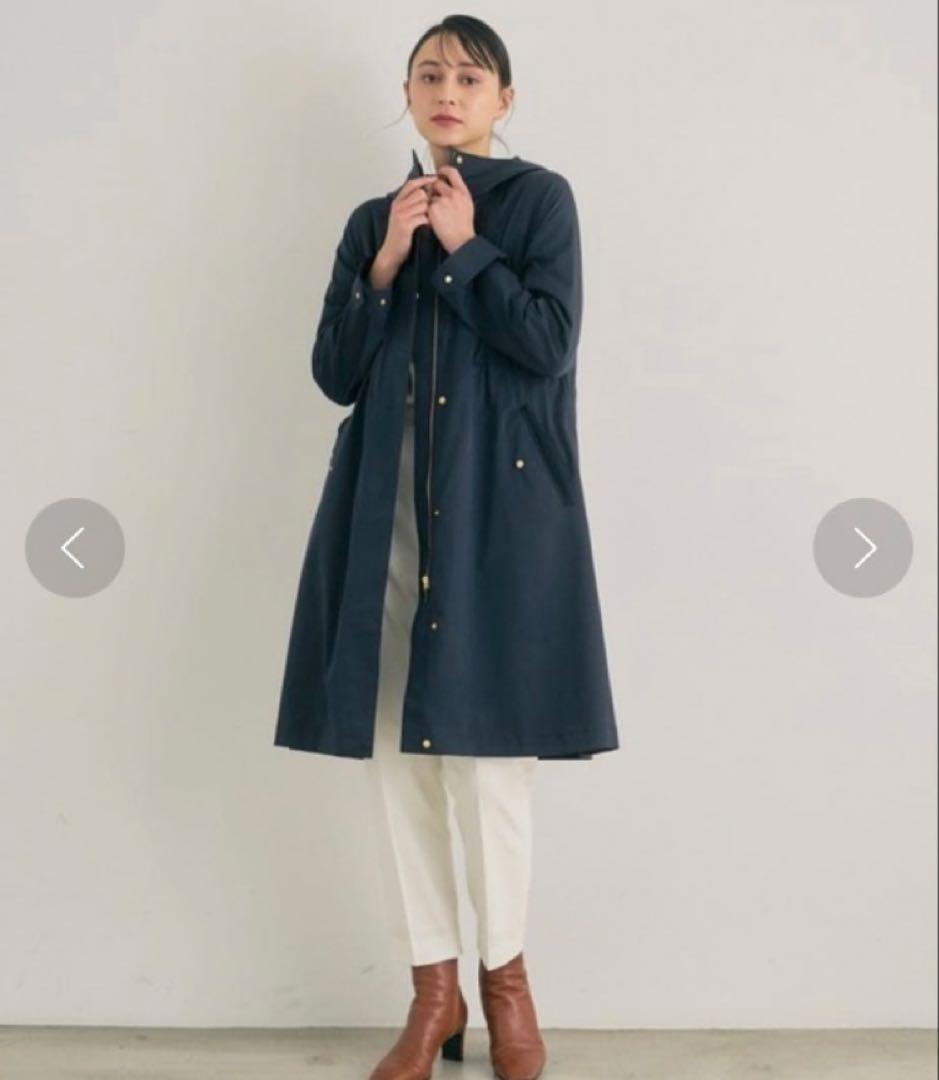 アナイANAYI ブライトツイルライナー付モッズコート　紺ネイビー