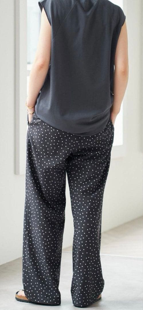 新品 spick and span ドットプリントイージーストレートパンツ