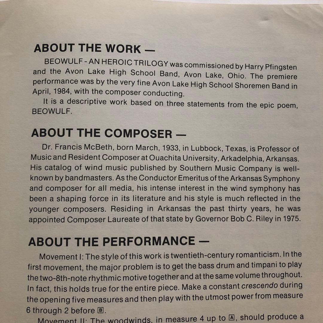 『ベオウルフ〜英雄的三部作』 フランシス・マクベス作曲
