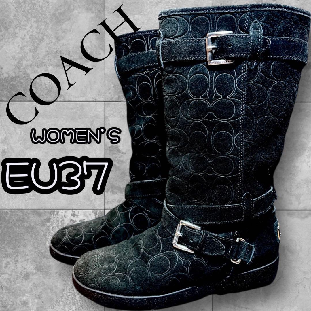 COACH シグネチャー スエード ロングブーツ ワークブーツ ムートンブーツ