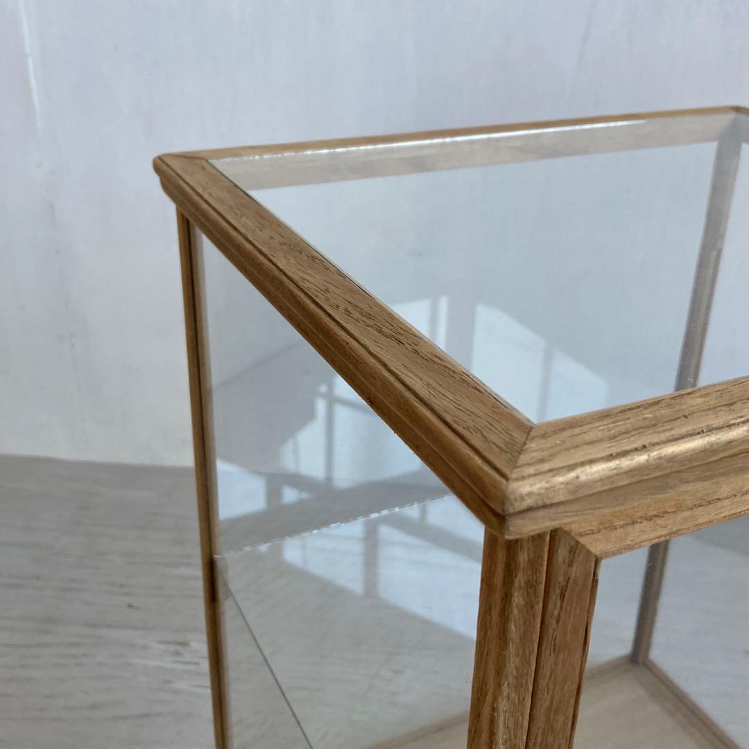 古い木製 ガラスケース 2段 ショーケース 展示ケース 店舗什器 食器棚