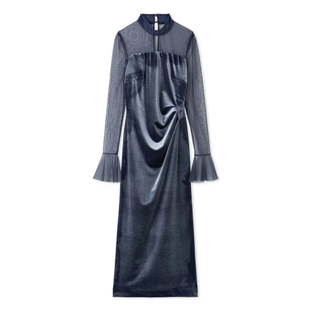 SNIDEL（スナイデル）シアードッキングベロアドレス （LBLU）