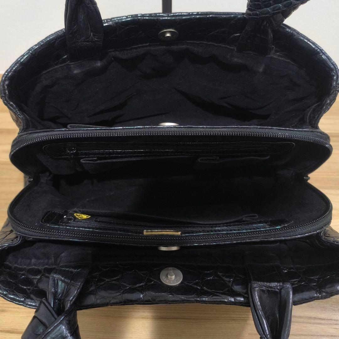 【クロコダイル】JRA認定 ワニ皮 ハンドバッグ クロコダイルレザー 本物 黒