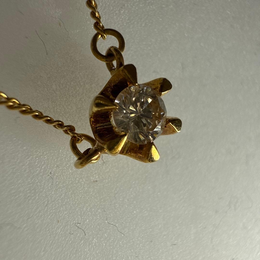 ジュエリーマキk18YG天然ダイヤモンド0.23ctネックレス ケース付き　美品