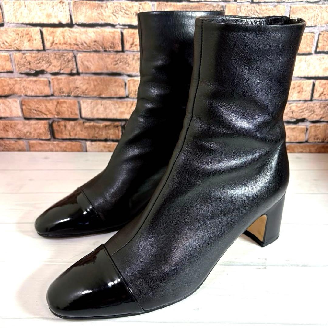 美品■FABIO RUSCONI■ショートブーツ✨バックジップ キャップトゥ