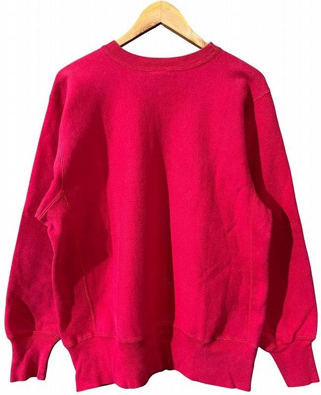 USA製 90s チャンピオン 目有 無地 リバースウィーブ スウェット 赤 L