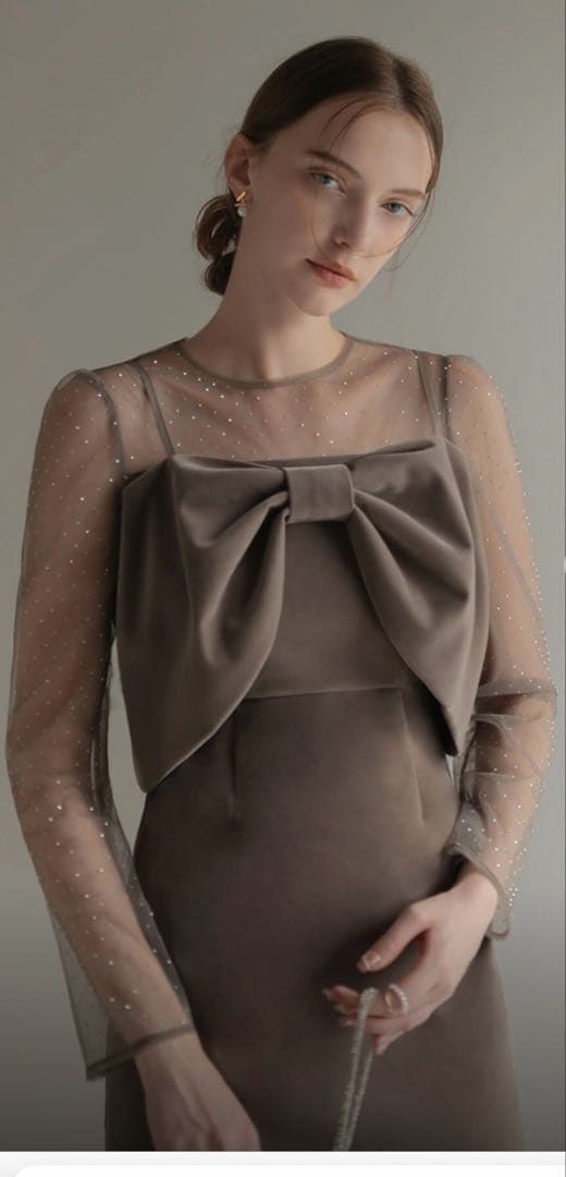 Leja 2WAYリボンビスチェドットストーンベロアワンピースドレス