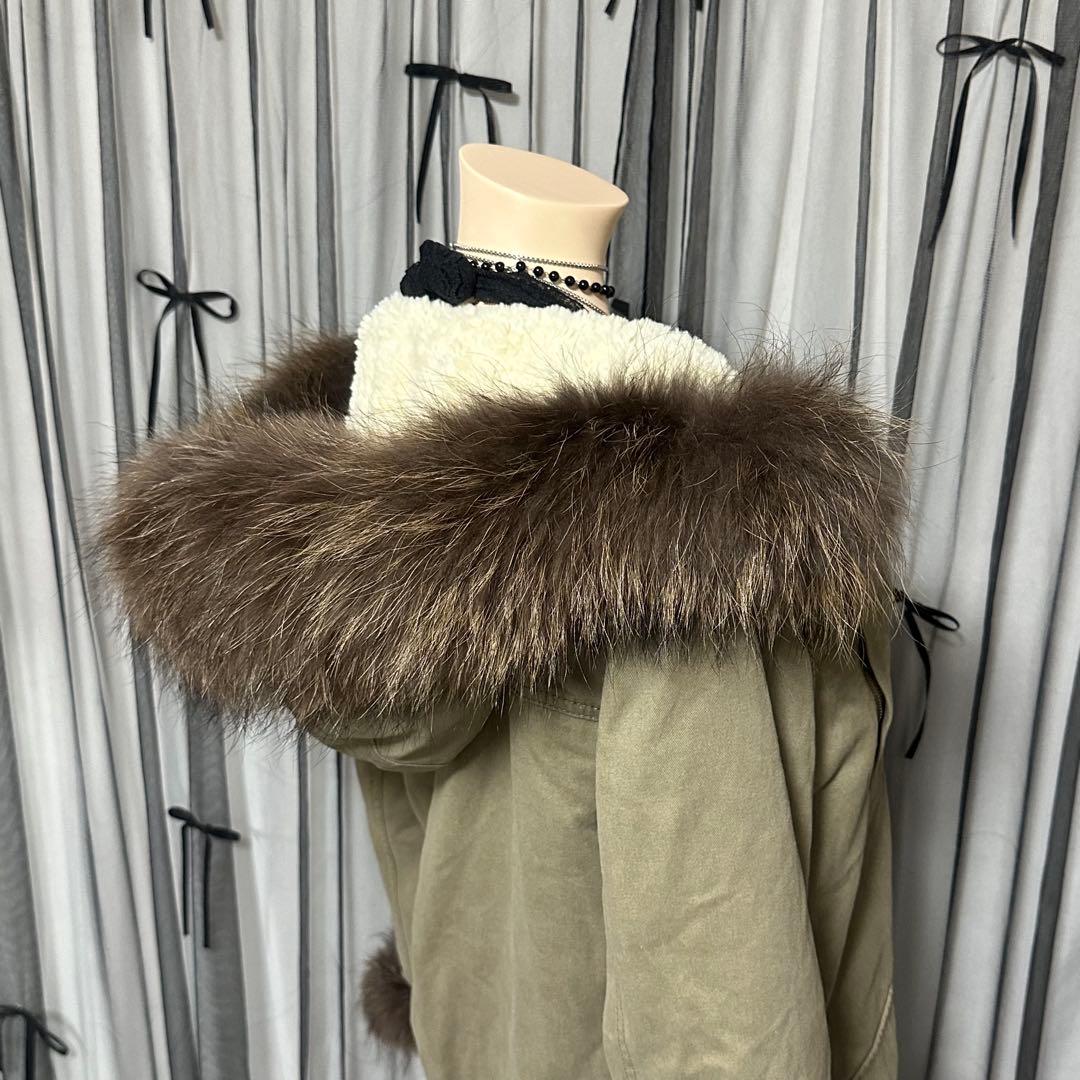 平成ギャル y2k　リアルファー付き　ミニタリーモッズコート　フェアリーグランジ