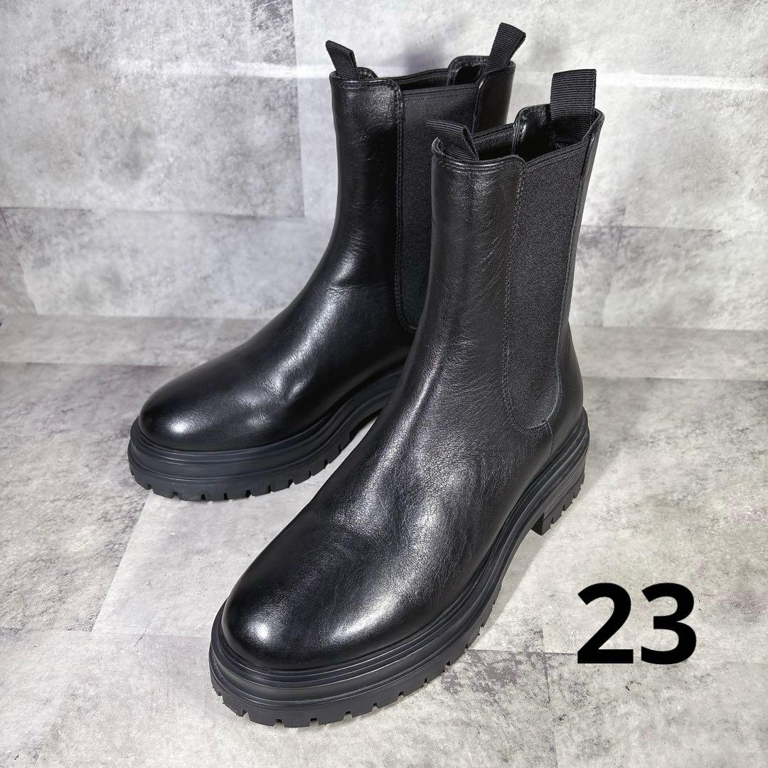 未使用級 トニービアンコ サイドゴアブーツ 23 トラックソール 厚底 本革