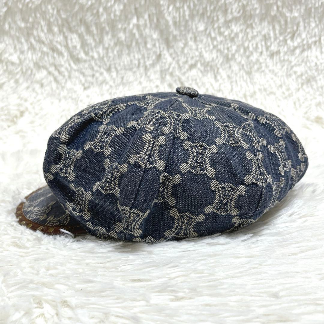 【稀少 ヴィンテージ】CELINE キャスケット M マカダム デニム スタッズ