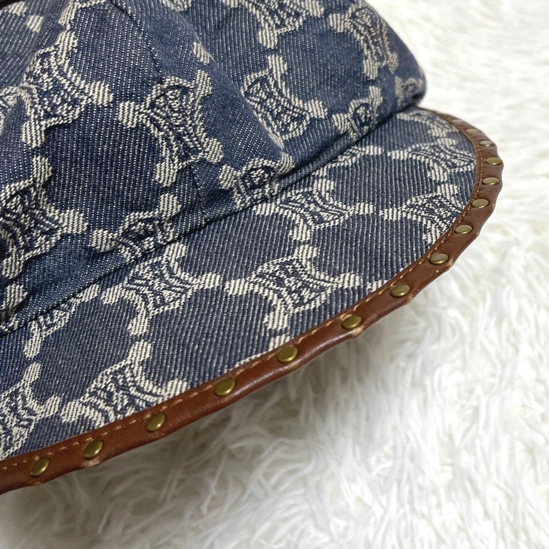 【稀少 ヴィンテージ】CELINE キャスケット M マカダム デニム スタッズ