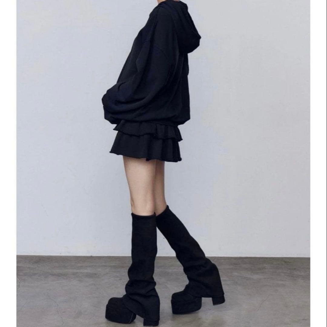 EMODA ルーズフレアカバーフィットブーツ　ブラック　M