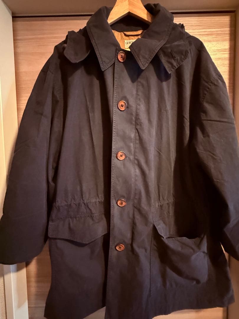 ジョルジオアルマーニ　ハーフジャケットモッズコート　フーデット　ドローコード