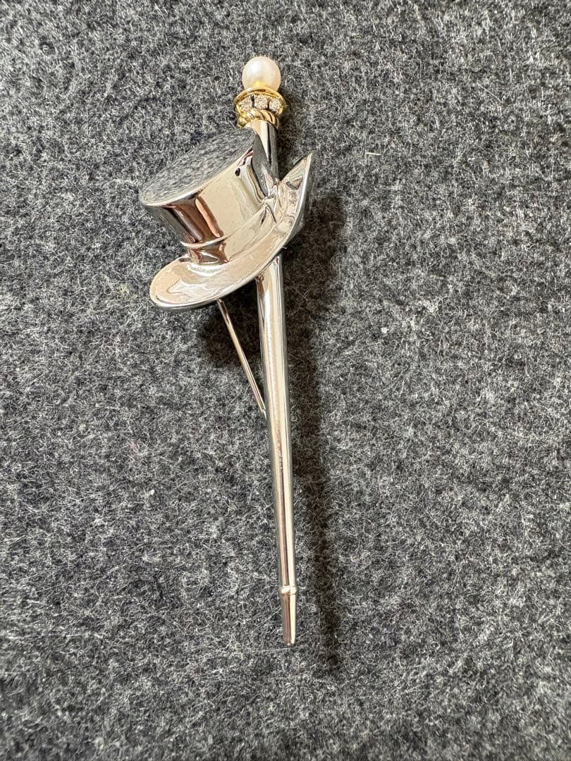 ミキモト 帽子モチーフ パール 真珠 ダイヤモンド ブローチ シルバー/K18