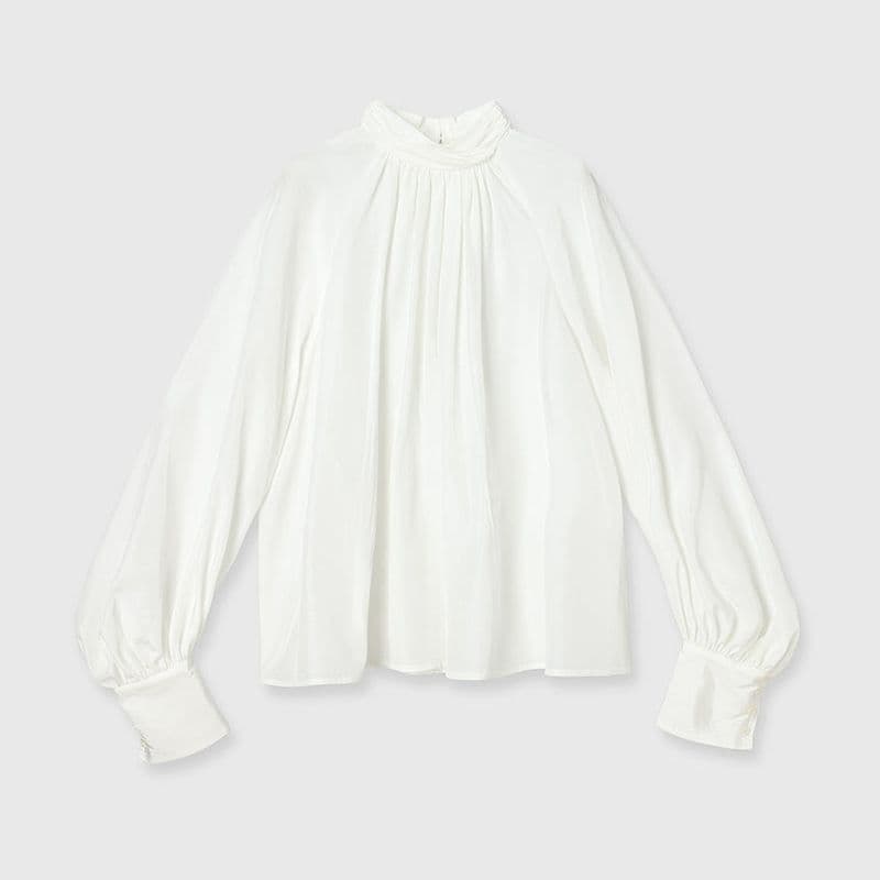 【新品】クロスネックボリュームブラウス ホワイト