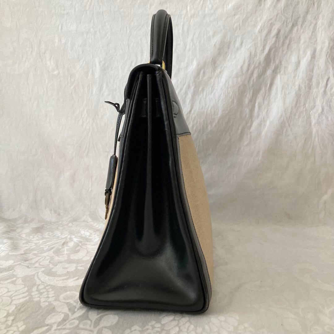 希少 エルメス ケリー 32 トワルアッシュ ブラック 〇F刻印